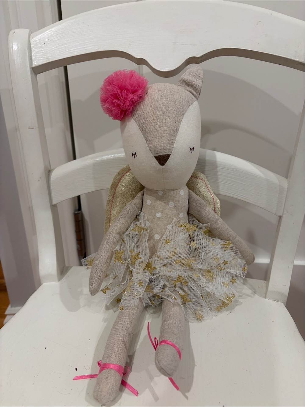Plush Fairy Fox Stuffed Animal Toy - Pink & Cream